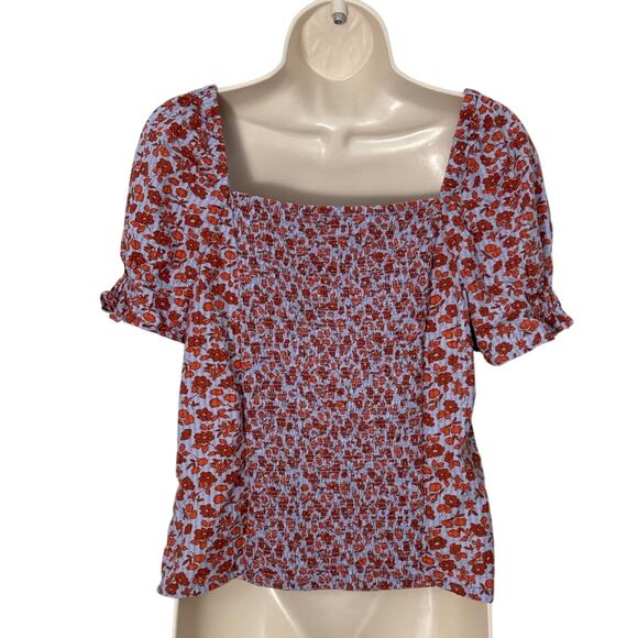 NWOT Madewell Button-Front Smocked Back Top in Piccola Floral Size 4 - Picture 5 of 10